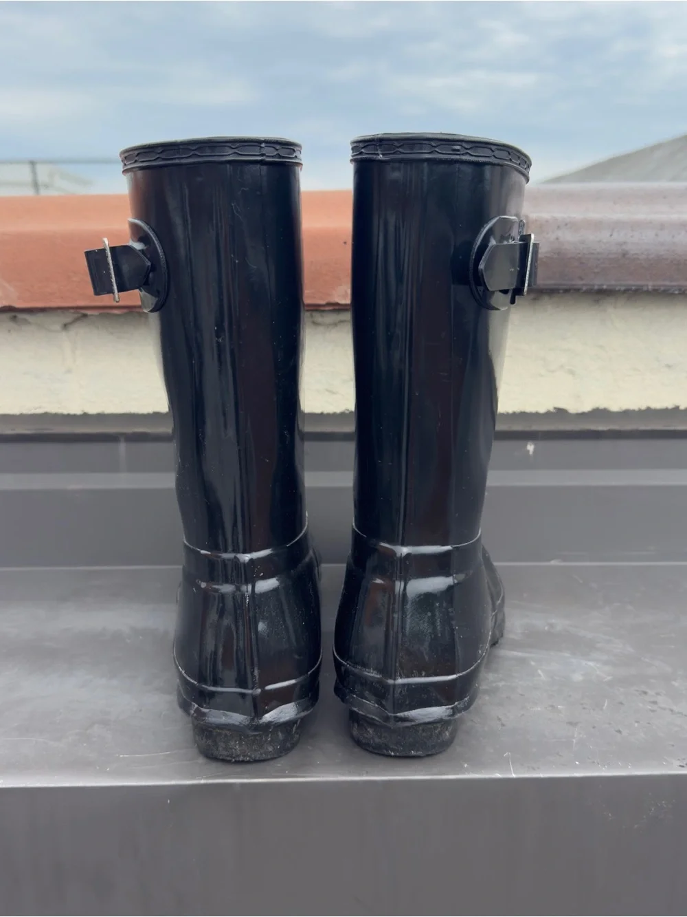 Hunter womens Black Gloss Waterproof Rain Boots